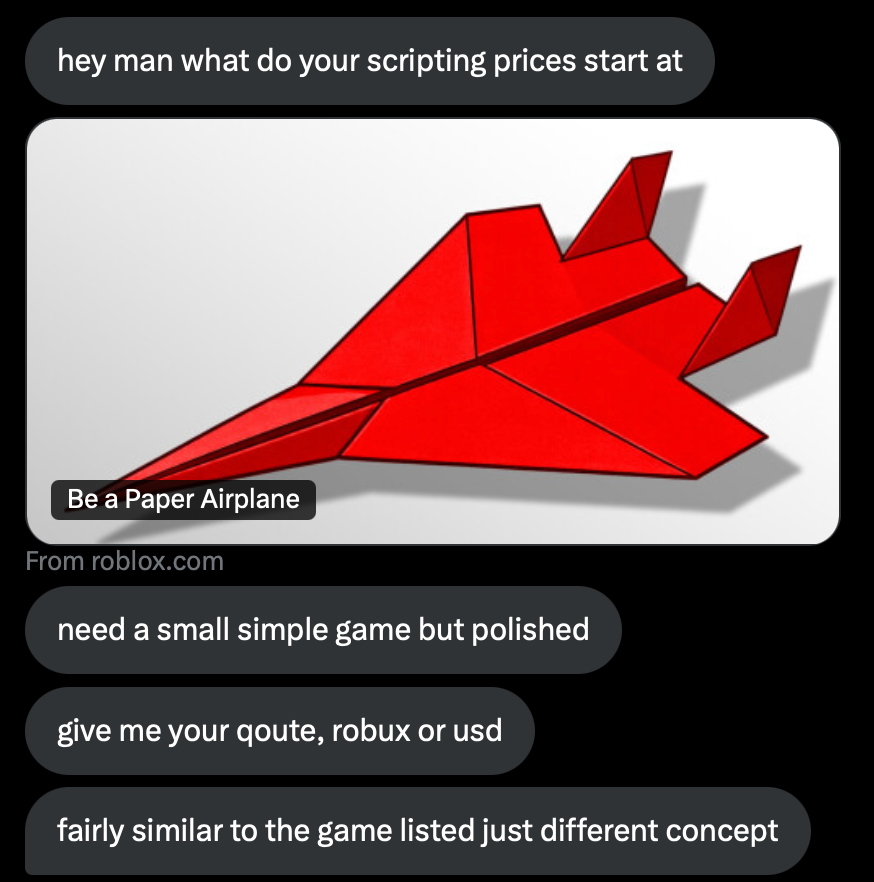 A conversation between me and a client.