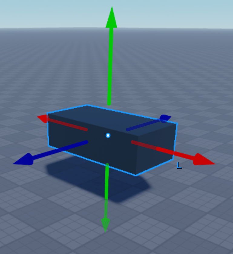 A black part in Roblox. I use this image to explain what a vector3 is in Roblox scripting.