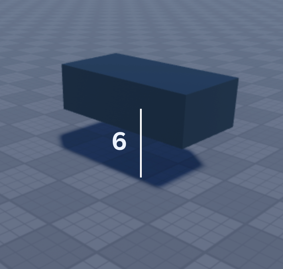 A black part that is Vector3.new(0, 6, 0) away from the ground.