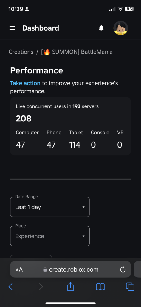 BattleMania had 208 concurrent users.