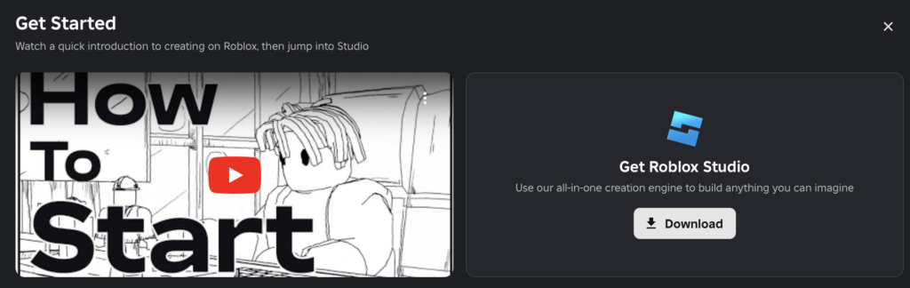 The Roblox Creator Hub has a place where you can download Roblox Studio