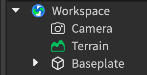 The contents inside of Workspace, excluding the SpawnLocation.