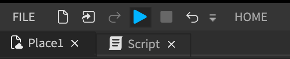 The blue play button that allows you to test your game in Roblox Studio.