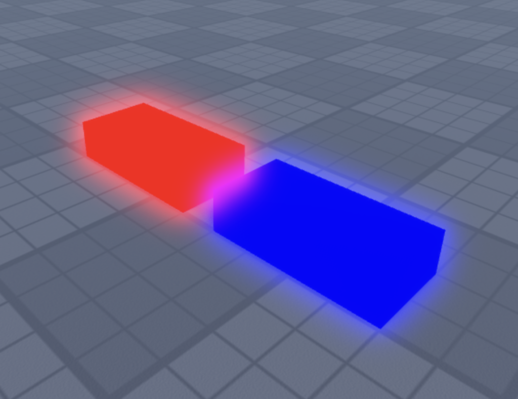 A Roblox script that creates 2 Parts side by side.