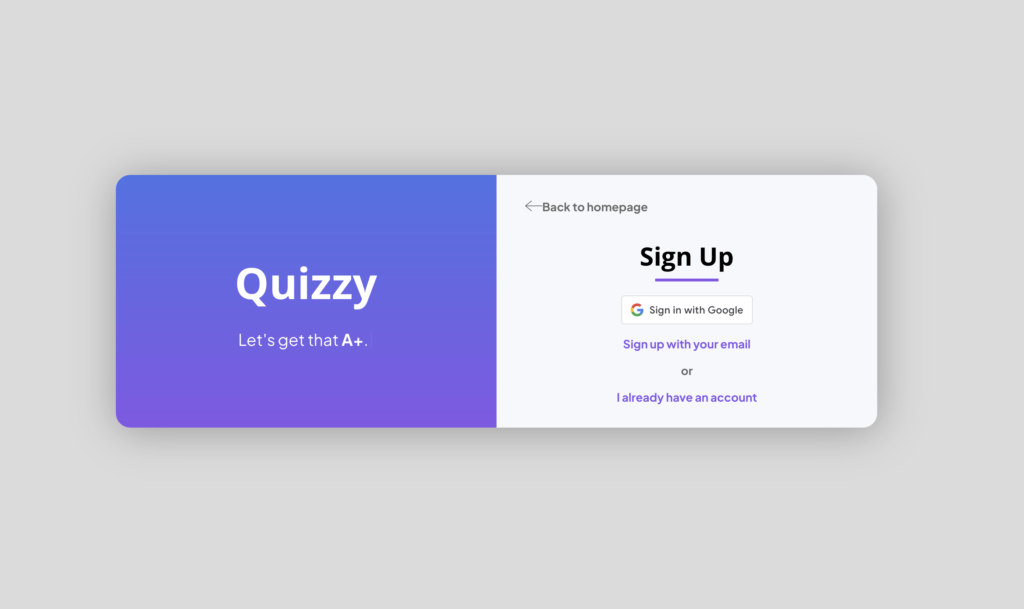 Learning Roblox Scripting led me to develop the signup page for Quizzy.