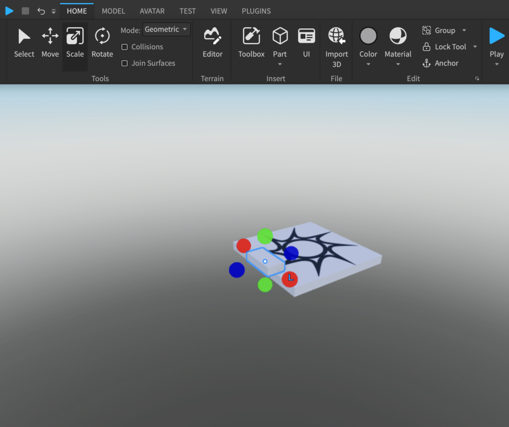 Roblox Studio's handles allow you to scale your part.